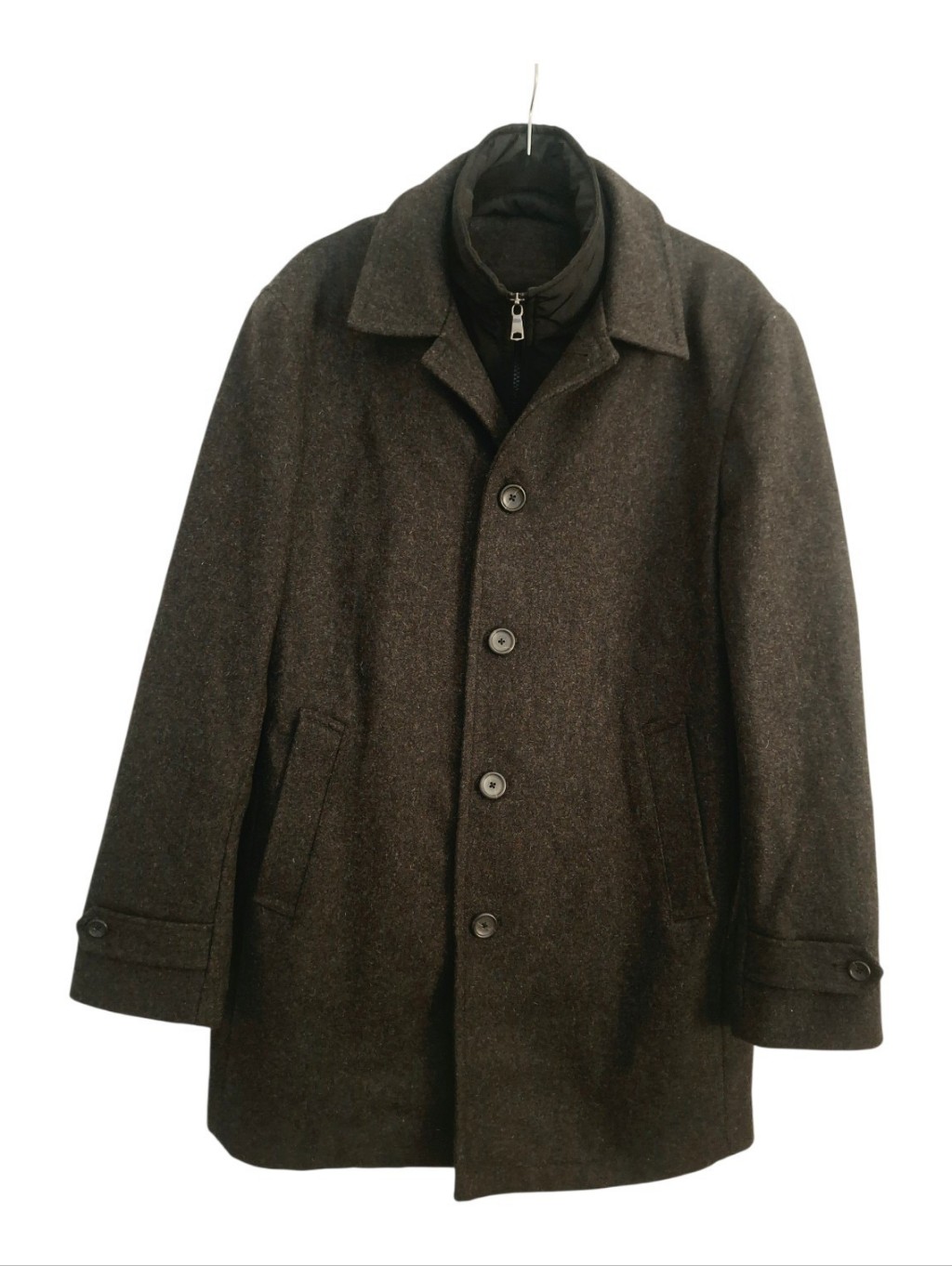 Banana Republic Mens Emmetex Luxury Italian Wool Gray Coat With Bib Size: Medium